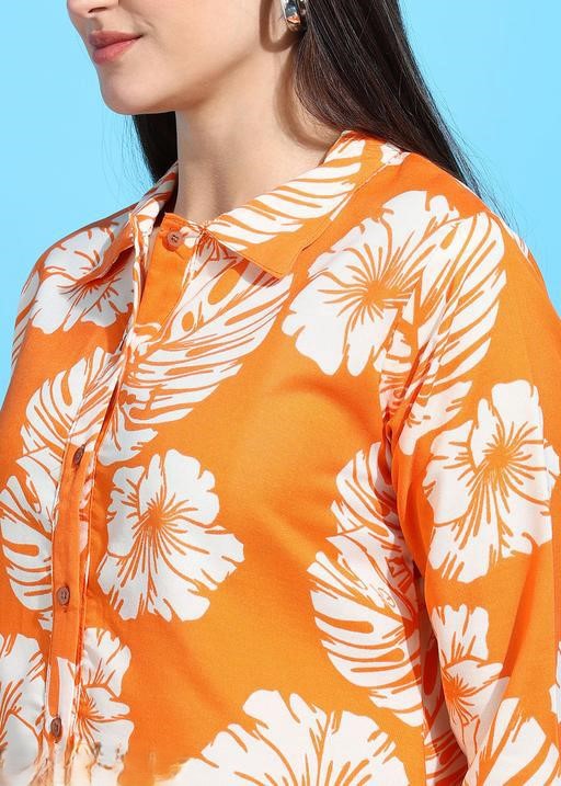 ORANGE AND WHITE FLORAL SHIRT STYLE COORDS
