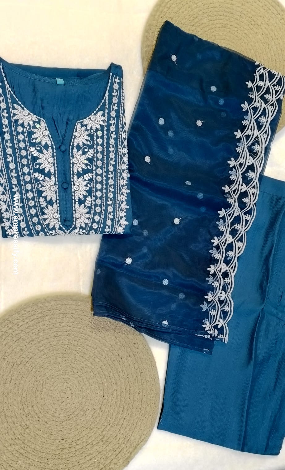 SILK NAVY BLUE FESTIVE KURTA SET