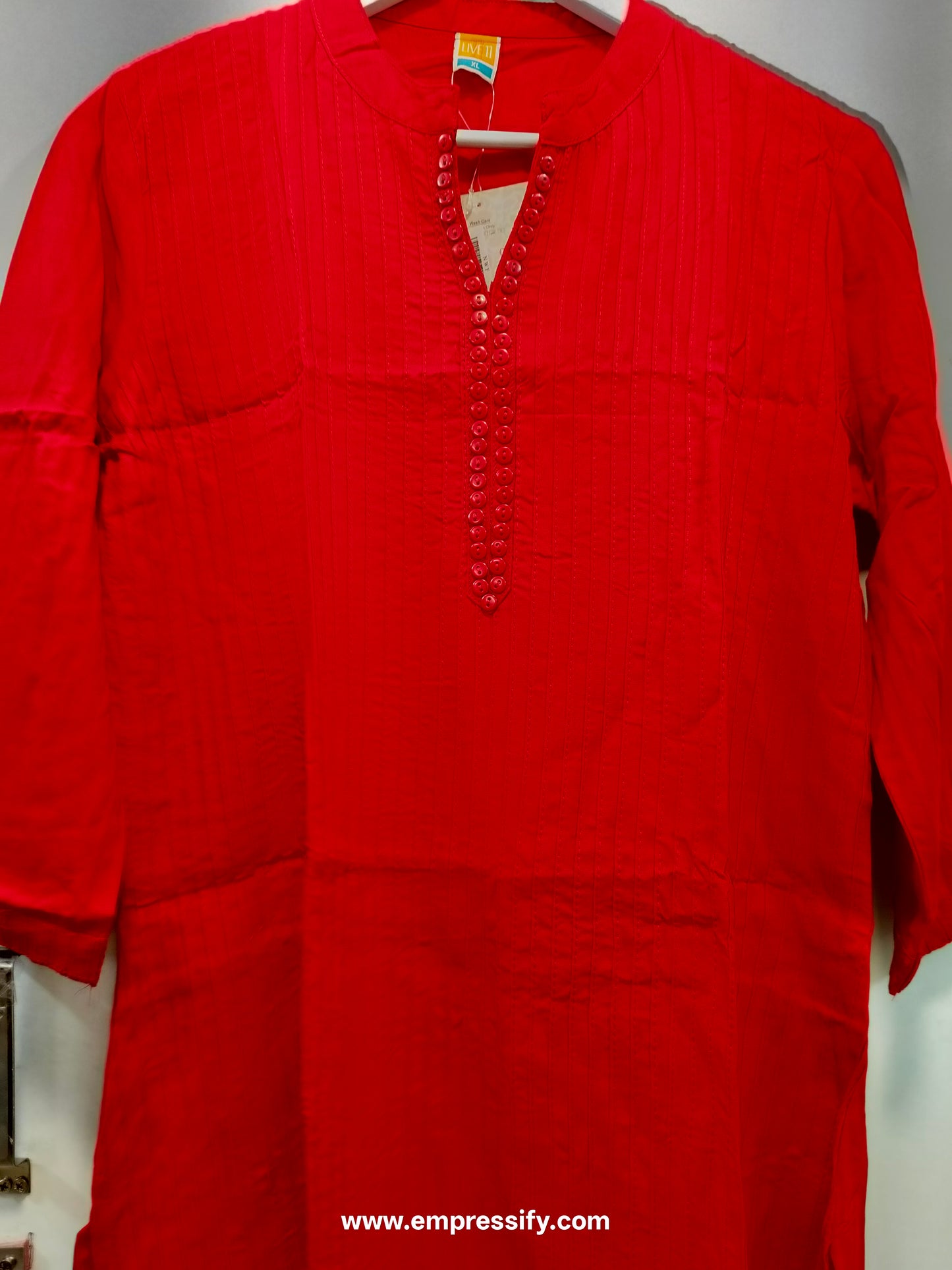 RED PIN TUCKS KURTI