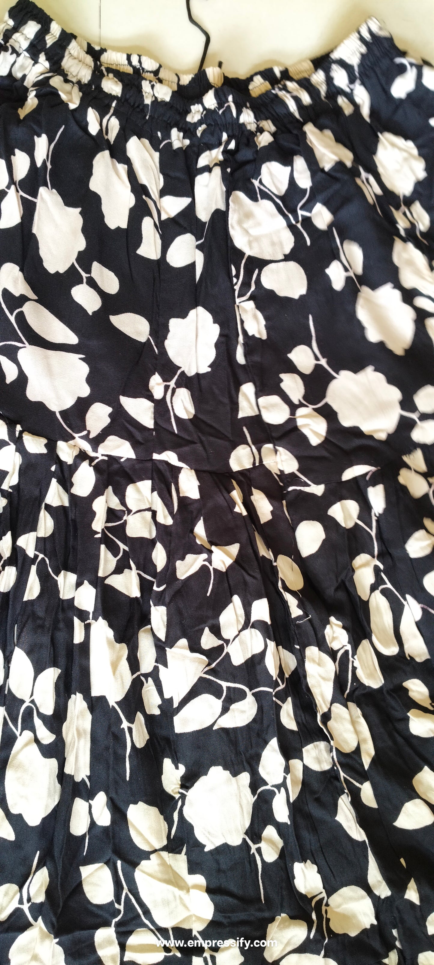 BLACK PRINTED FLORAL RAYON SKIRTS