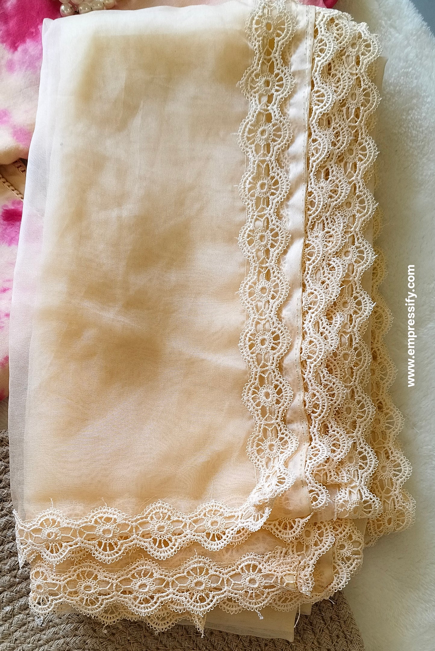 MUSLIN PEACH TIE AND DYE FESTIVE COORD SET