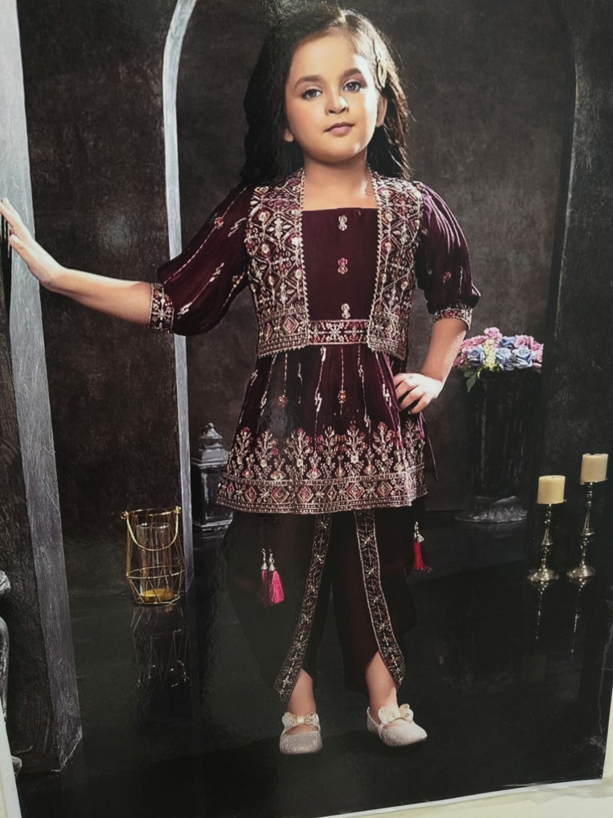 FESTIVE DHOTI KURTA SET DARK MAROON COORDS