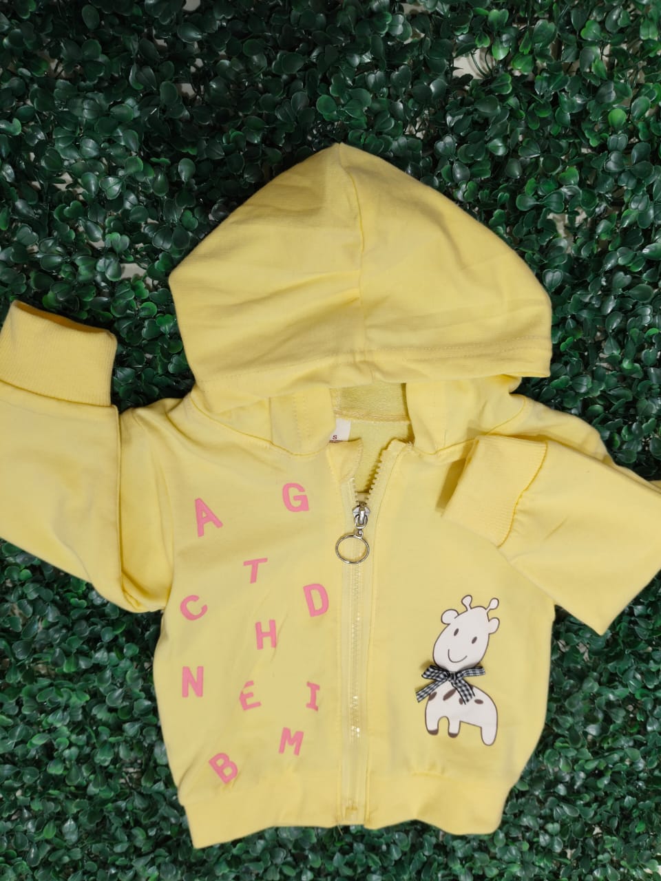 UNISEX COTTON ZIPPER HOODIE JACKETS IN YELLOW for TODDLERS
