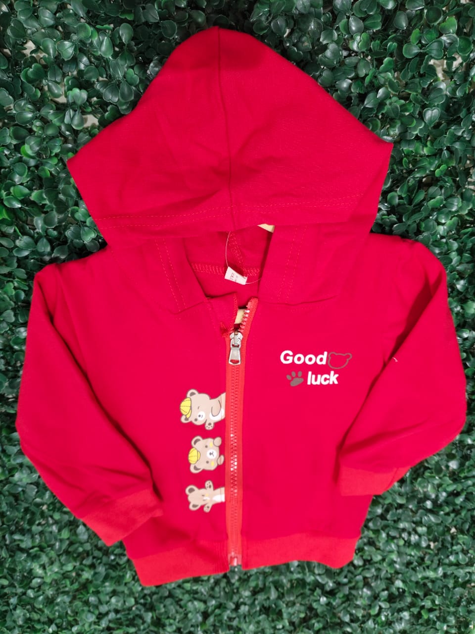 UNISEX COTTON ZIPPER HOODIE JACKETS IN RED for TODDLERS