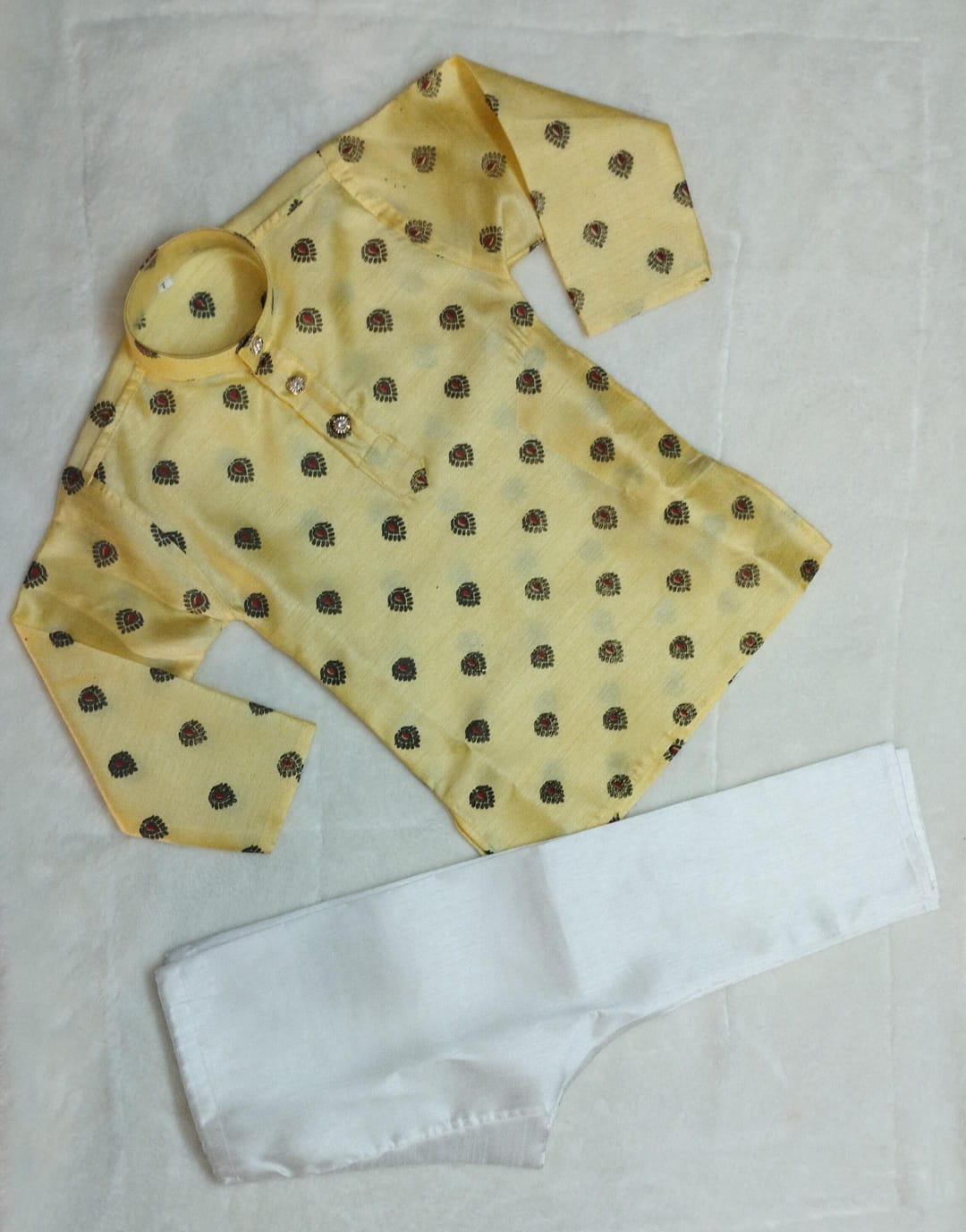 FESTIVE LEMON YELLOW PEACOCK KURTA PYJAMA