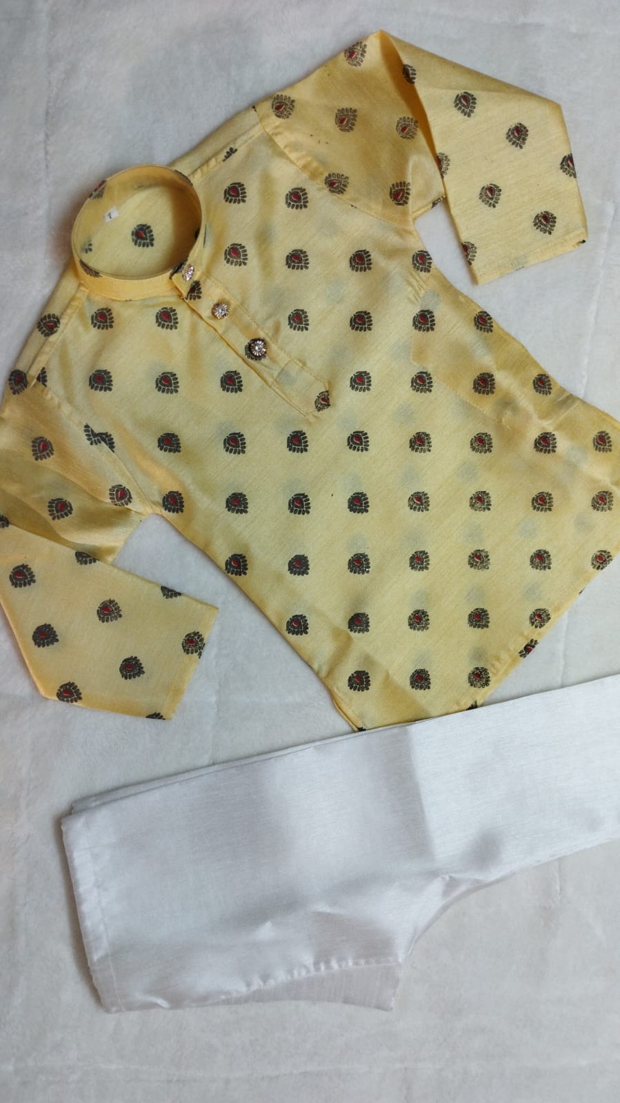 FESTIVE LEMON YELLOW PEACOCK KURTA PYJAMA