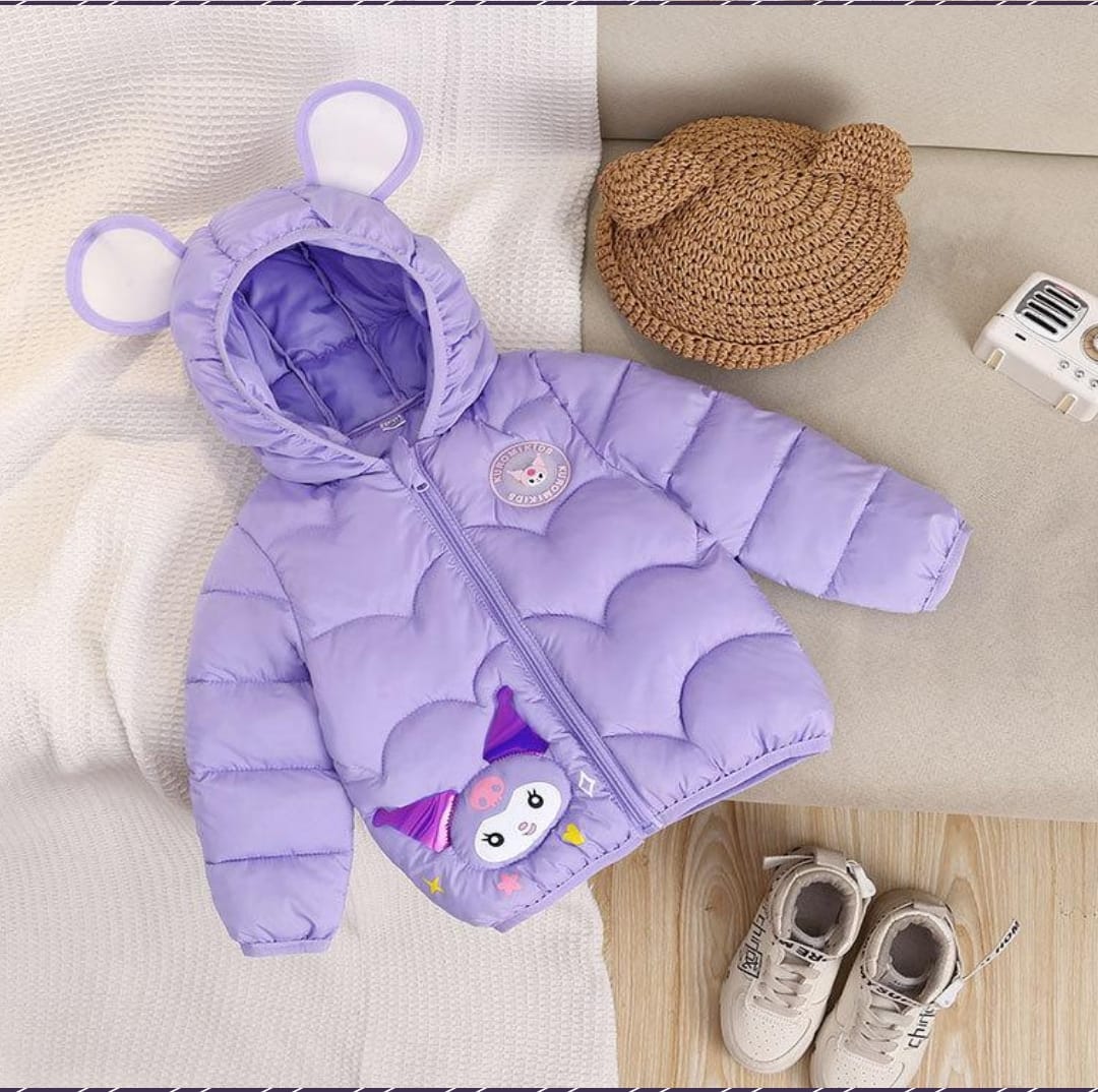 UNISEX PUFFER ZIPPER HOODIE JACKETS IN LILAC/ LAVENDAR for TODDLERS