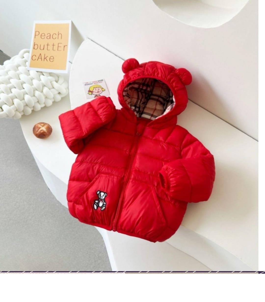 UNISEX PUFFER ZIPPER HOODIE JACKETS IN RED for TODDLERS