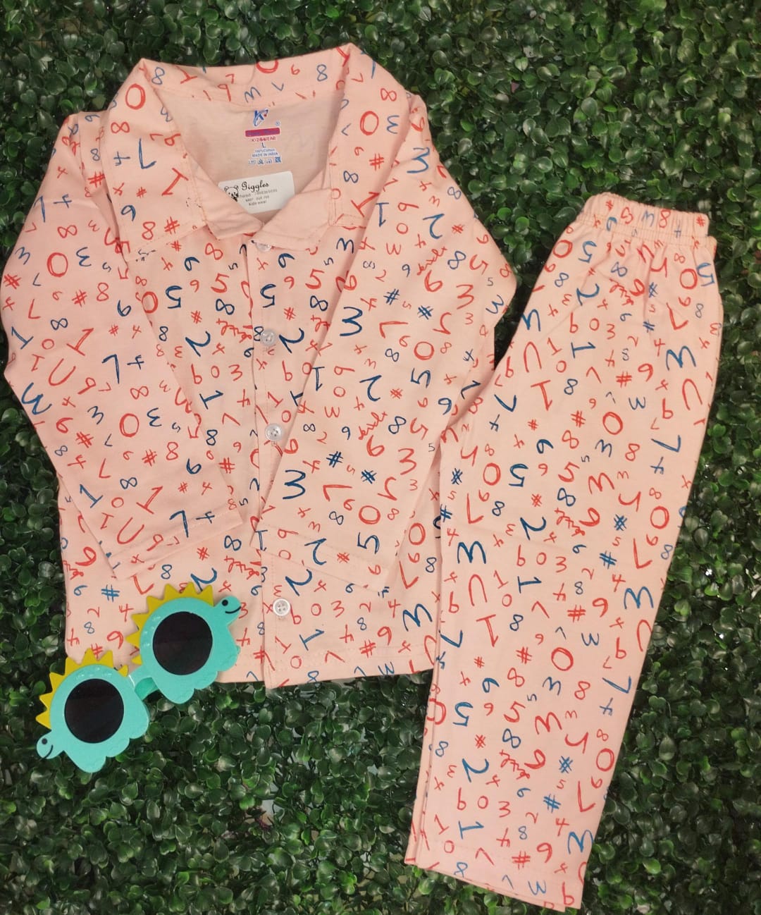 Peach alphabet cotton night wear unisex