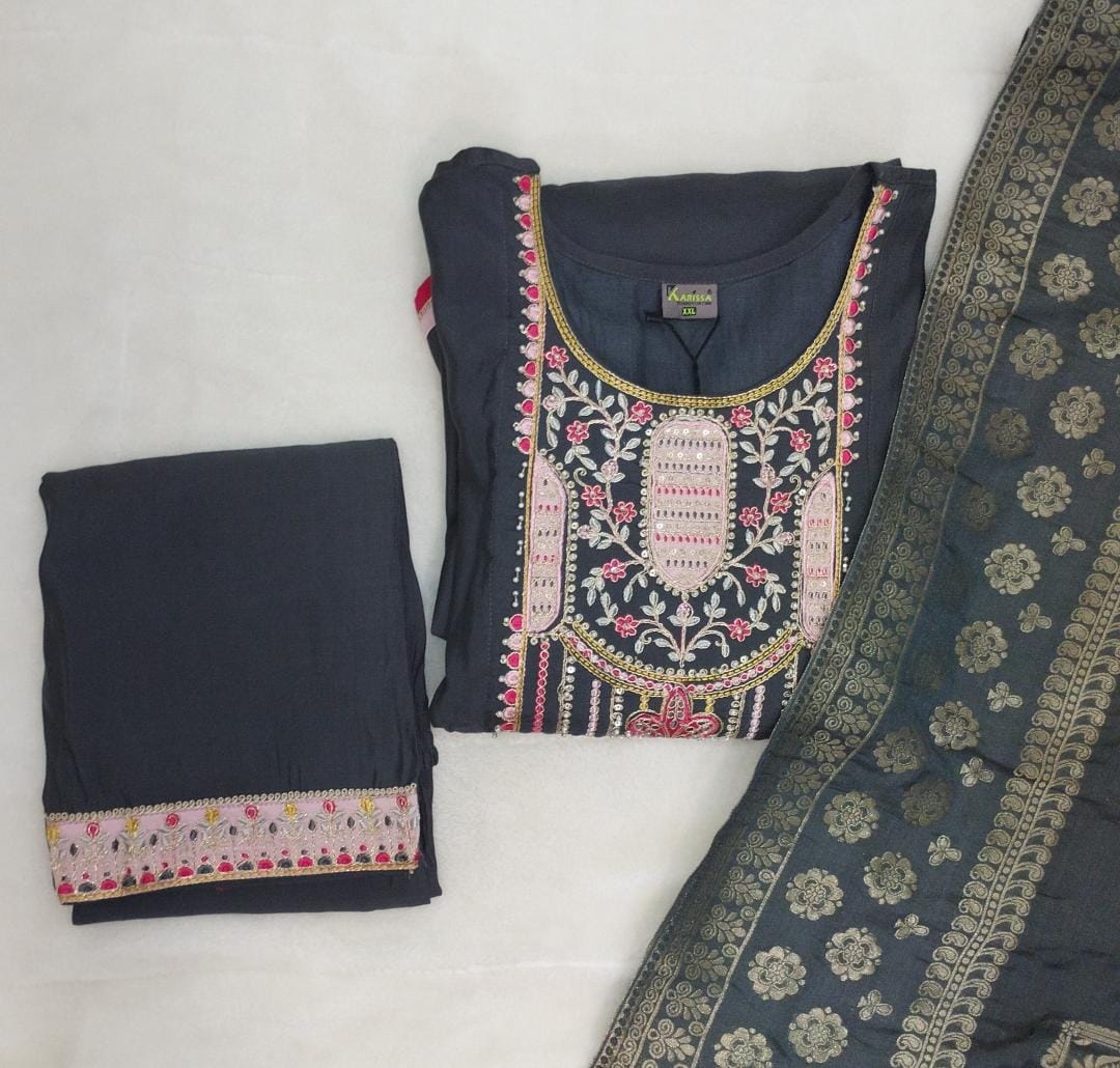 GREY FESTIVE KURTA PANTS SET