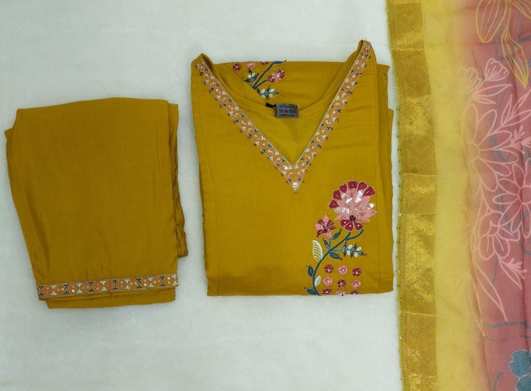 MUSTARD FLORAL FESTIVE SOLIDS