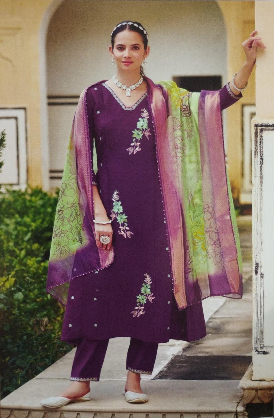 MAROON FLORAL ANGRAKHA SET