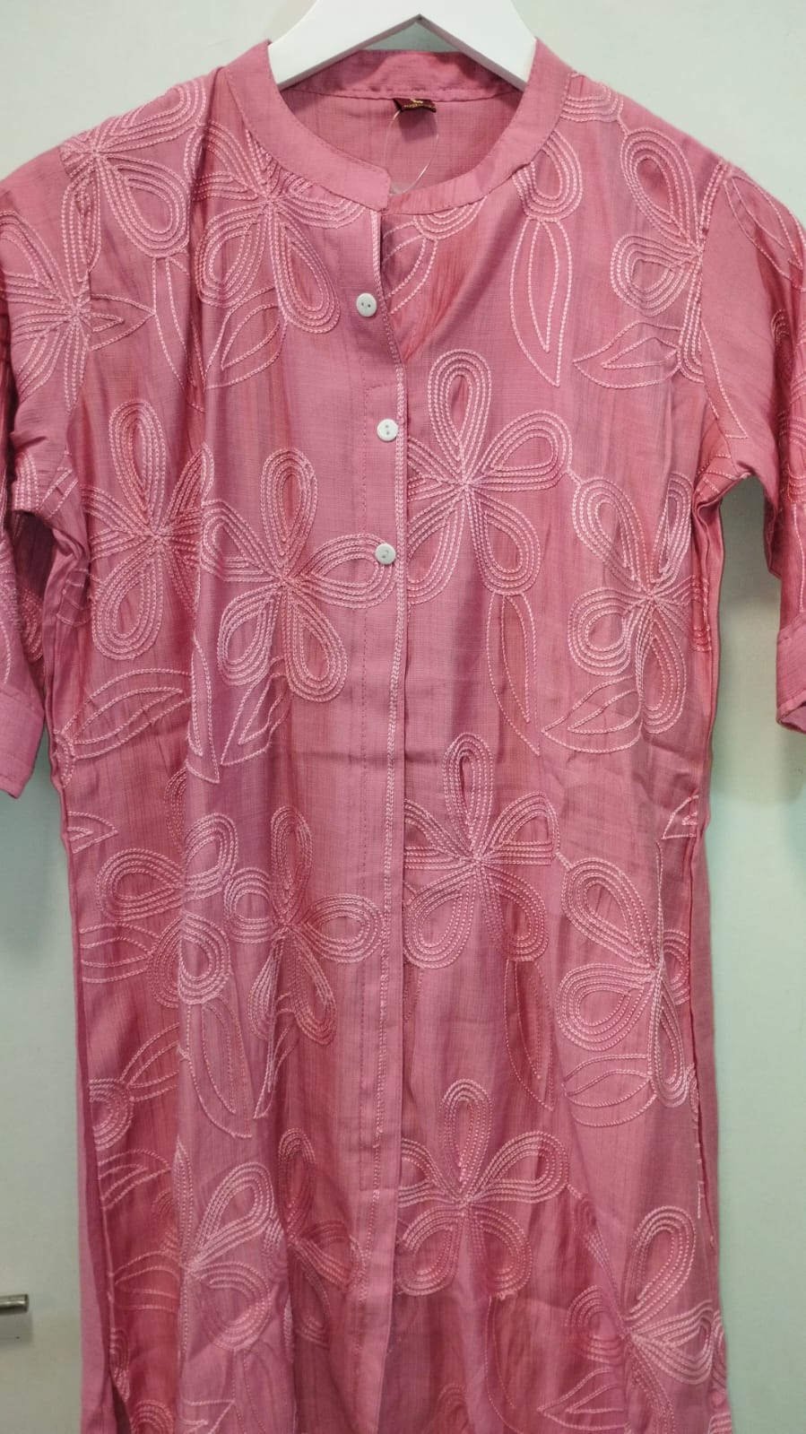 ONION PINK RAYON INDO WESTERN COORDS SET