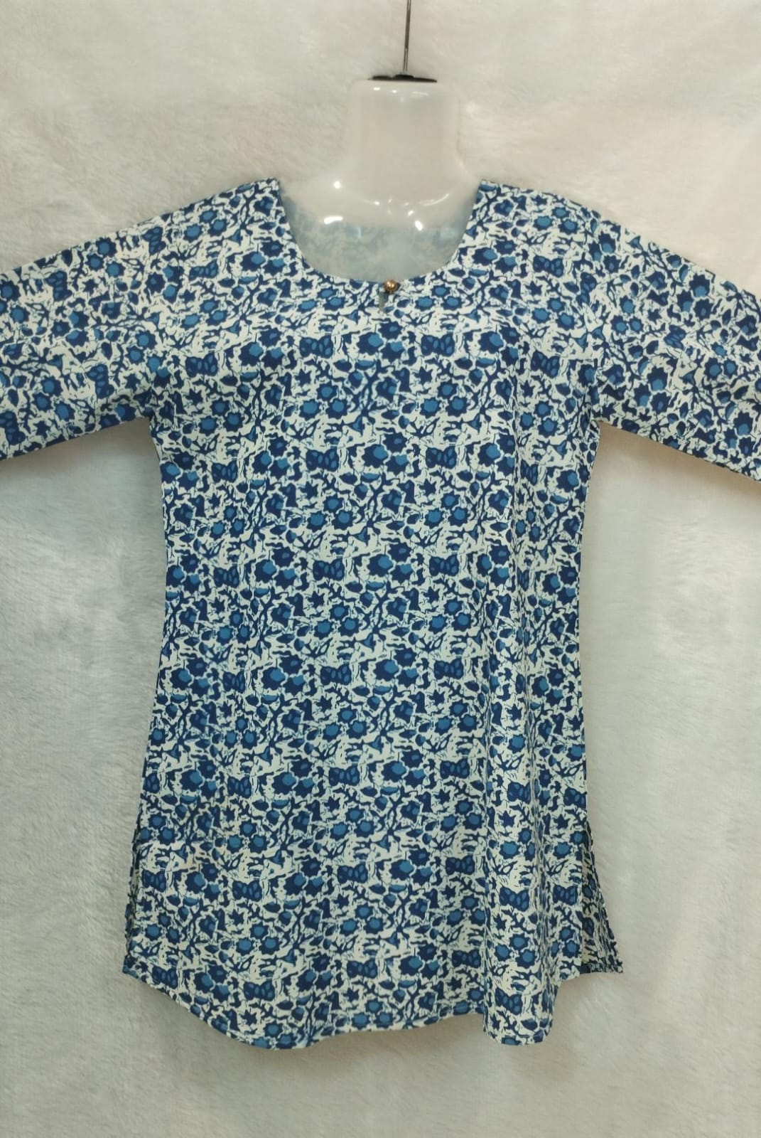 WHITE AND BLUE STRIPES KURTI