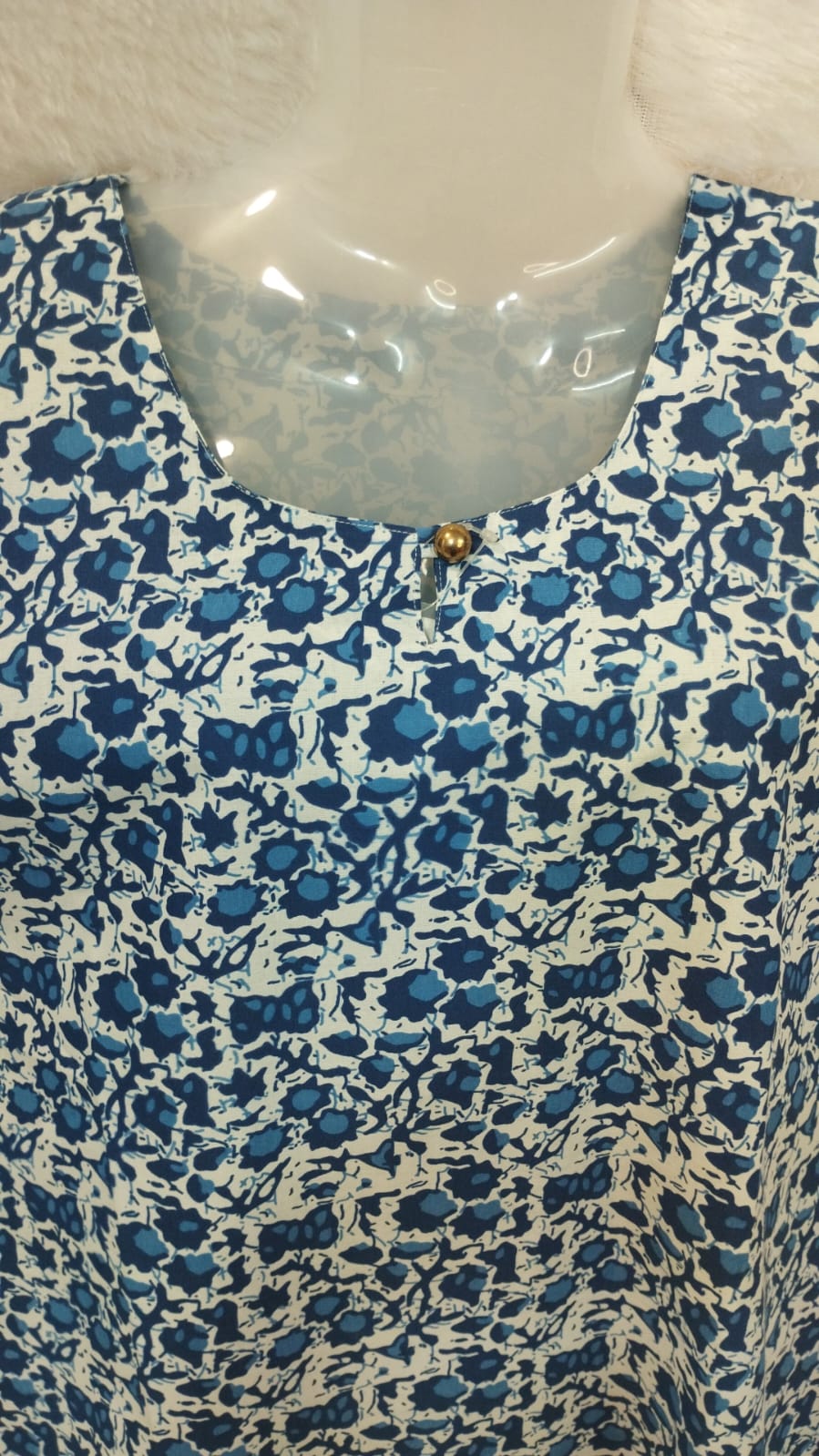 WHITE AND BLUE STRIPES KURTI