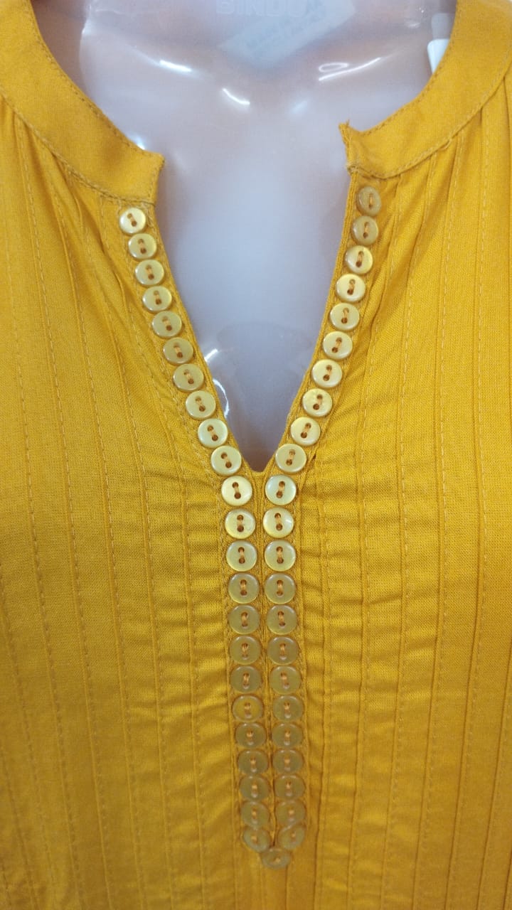 MUSTARD YELLOW PIN TUCKS KURTI