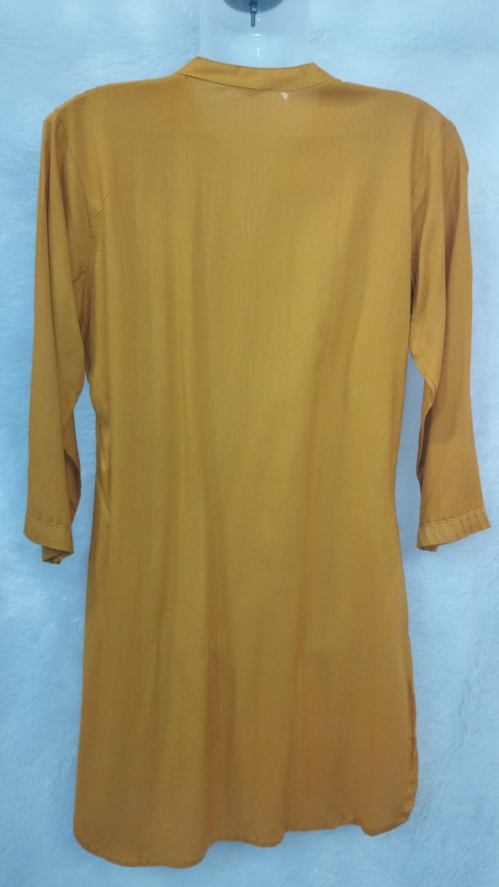 MUSTARD YELLOW PIN TUCKS KURTI