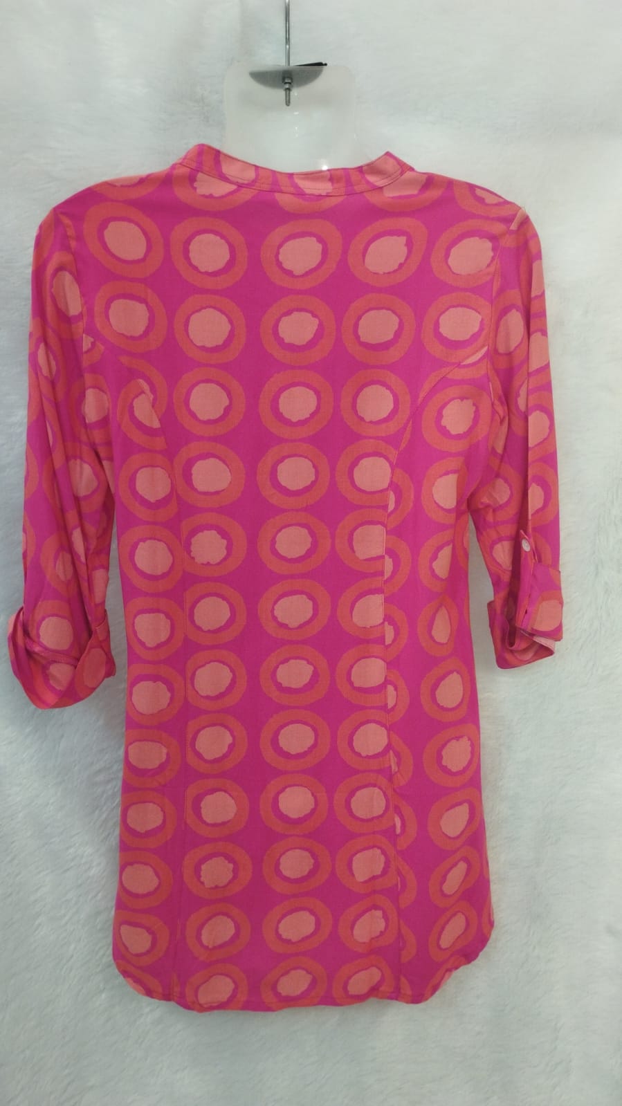 PINK AND PEACH NUCLEUS PRINT SHORT KURTI