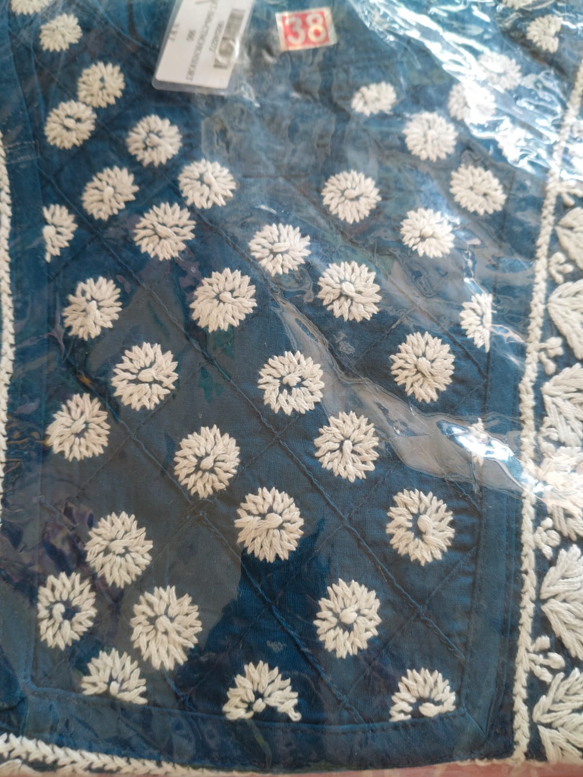 NAVY BLUE AND WHITE CHIKANKARI SHORT KURTI