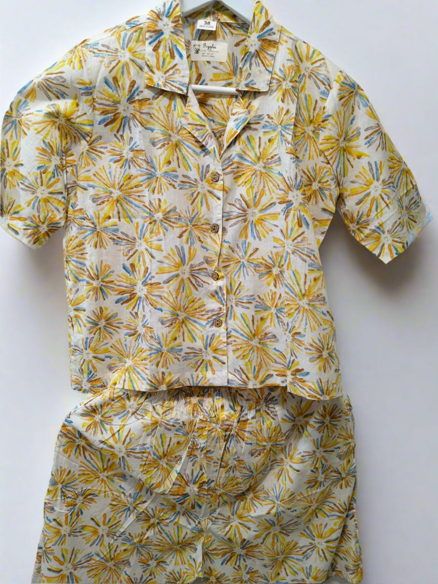 Lemon multi crop top and shorts coords
