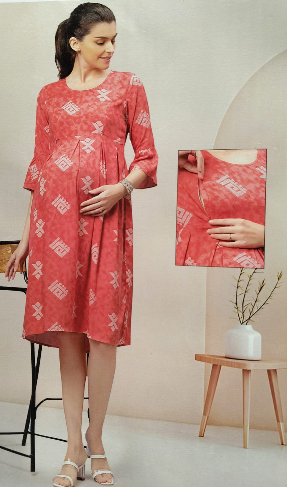 Rayon Maternity and feeding dress