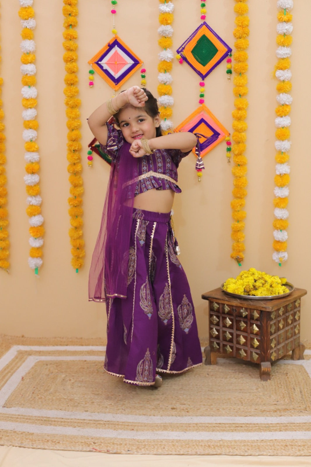GIRLS LEHENGA CHOLI SET WINE