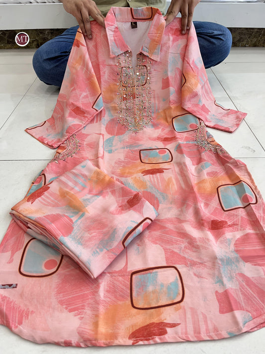 PINK GEOMETRIC PRINT POCKET COORDS