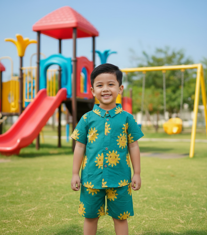 SHIRT-SHORTS KIDS SUN PRINT COORDS