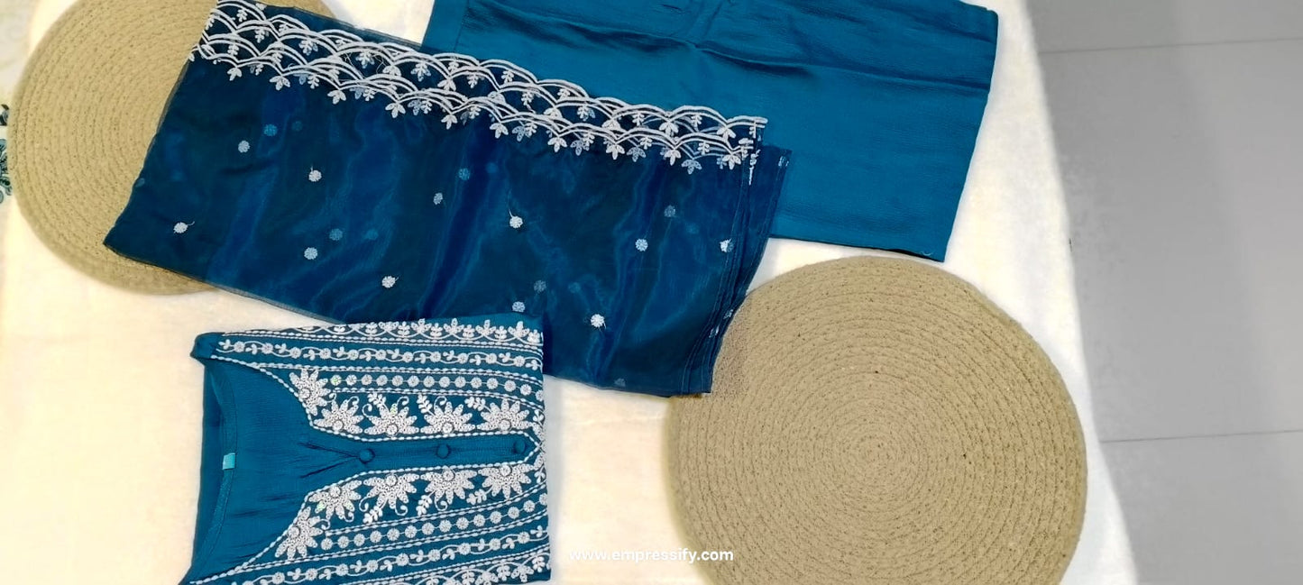 SILK NAVY BLUE FESTIVE KURTA SET