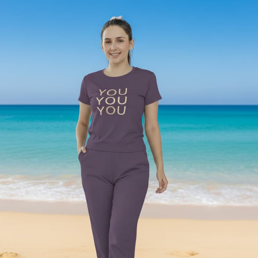 TSHIRT AND TRACK PANTS LOUNGE COORDS BLACK (Copy)