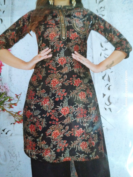 BLACK FLORAL SHIRT STYLE COORDS