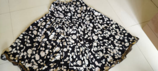 BLACK PRINTED FLORAL RAYON SKIRTS