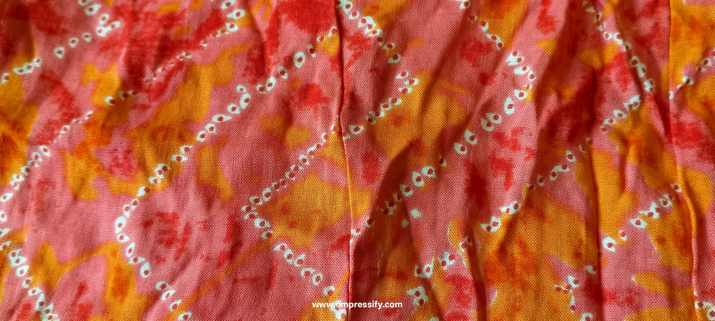 PINK AND PEACH BANDHANI PRINTED RAYON SKIRTS