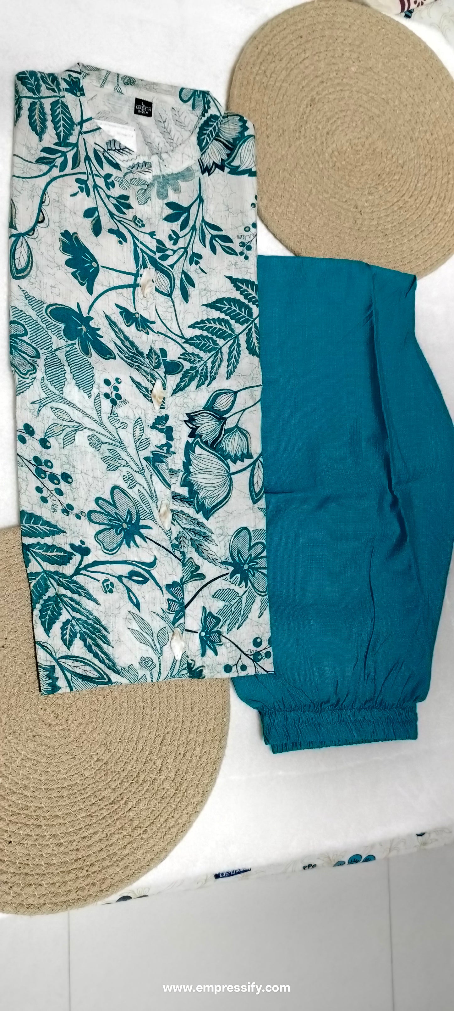 GREEN FLORAL SHIRT STYLE PRINT LONG COORDS