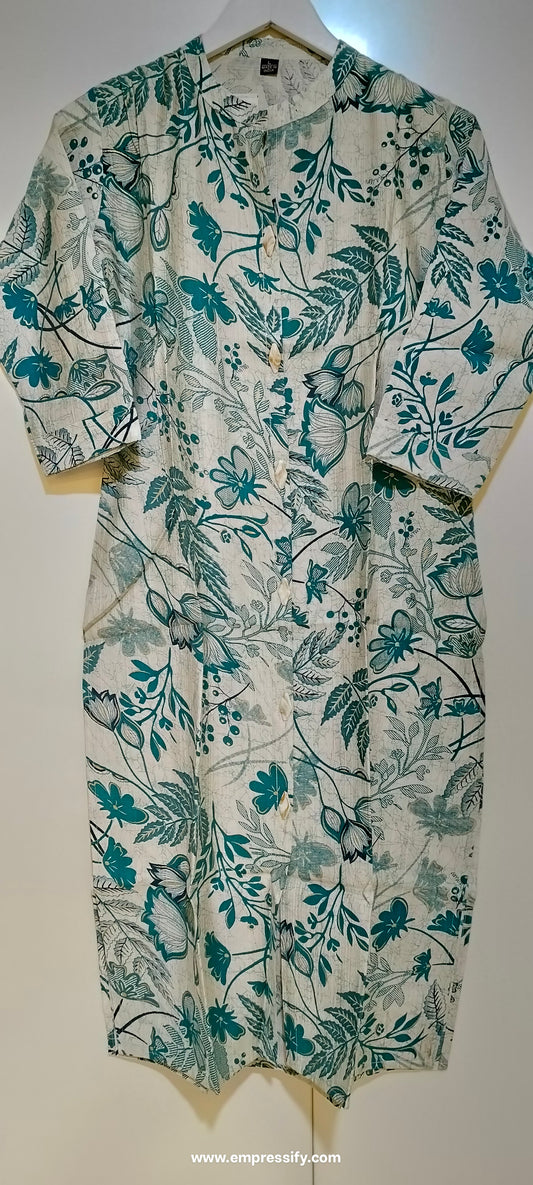 GREEN FLORAL SHIRT STYLE PRINT LONG COORDS