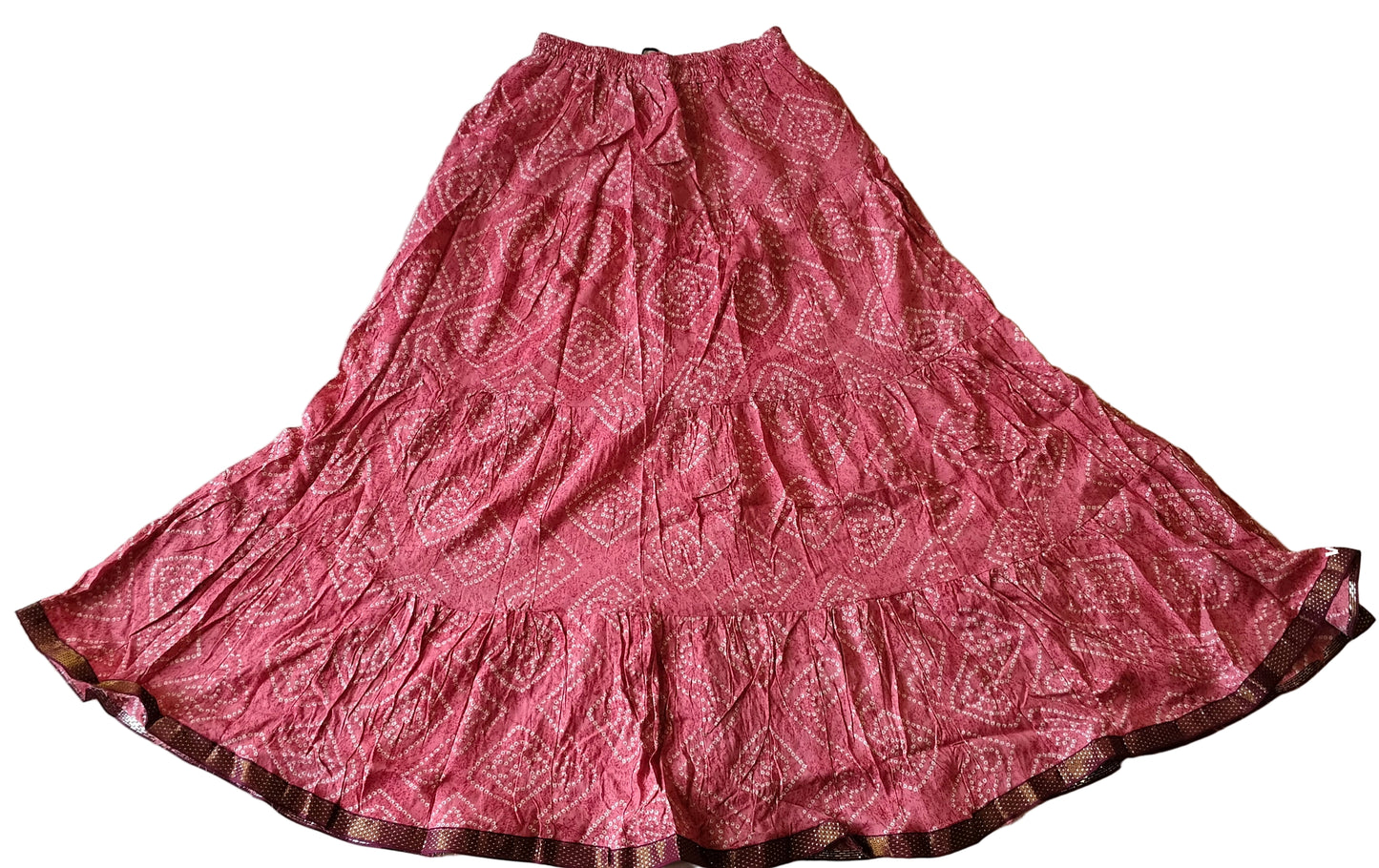 PINK BANDHANI PRINTED RAYON SKIRTS