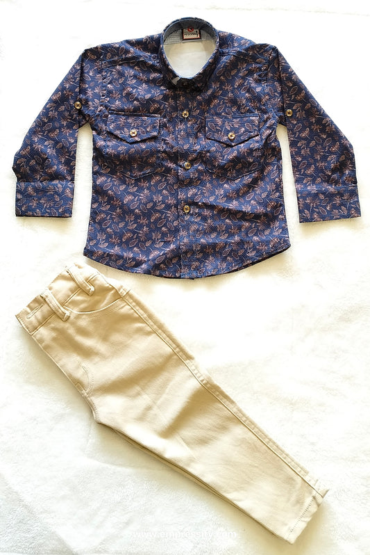 PARTYWEAR SHIRT WITH PANTS FOR BOYS NAVY BLUE