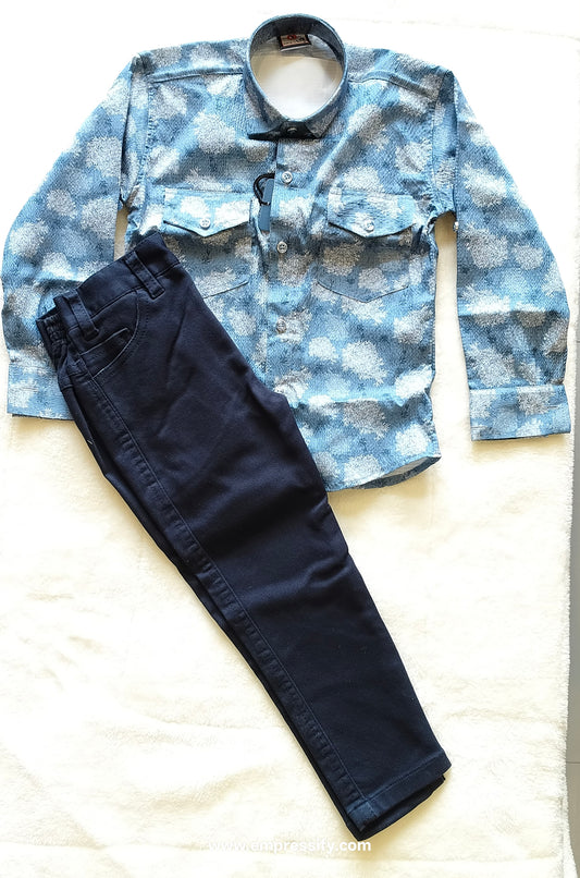 PARTYWEAR SHIRT WITH PANTS FOR BOYS BLUE