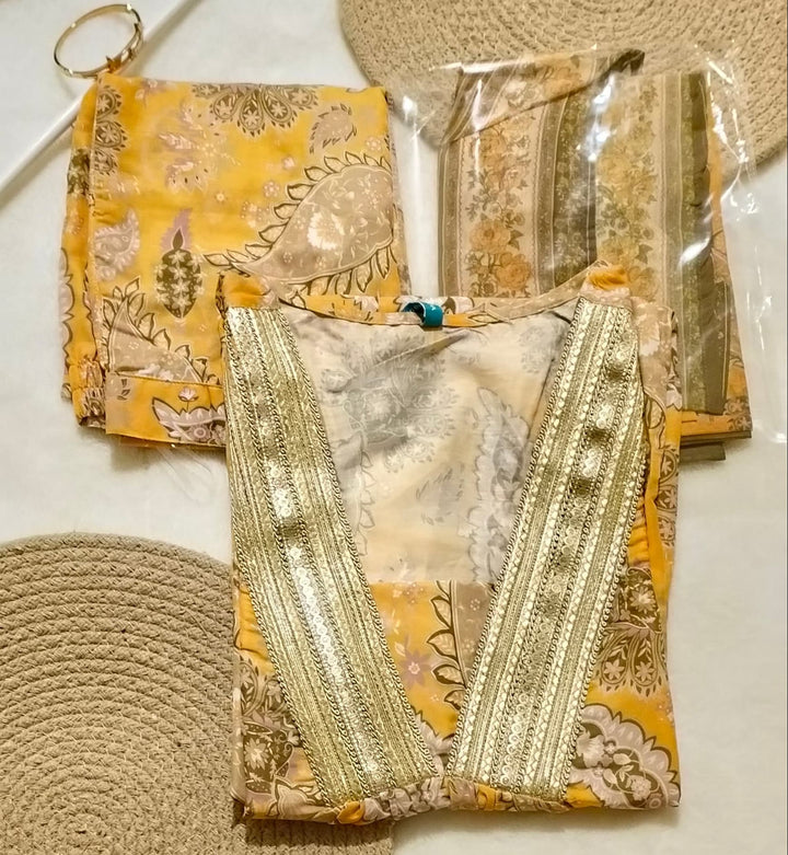 WOMEN'S GOLDEN MUSTARD KURTA SET