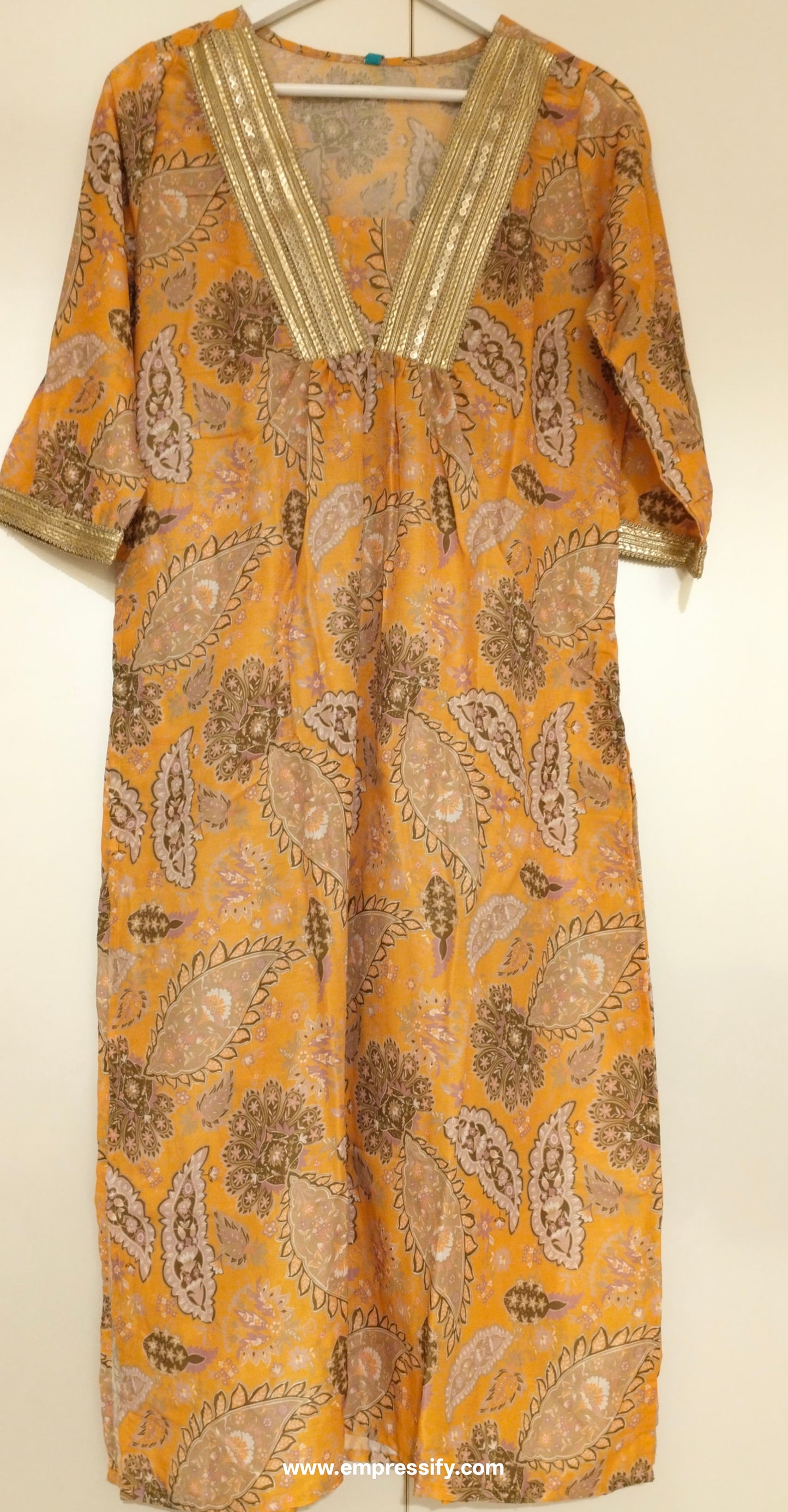 SILK GOLDEN MUSTARD KURTA TROUSERS DUPATTA SET