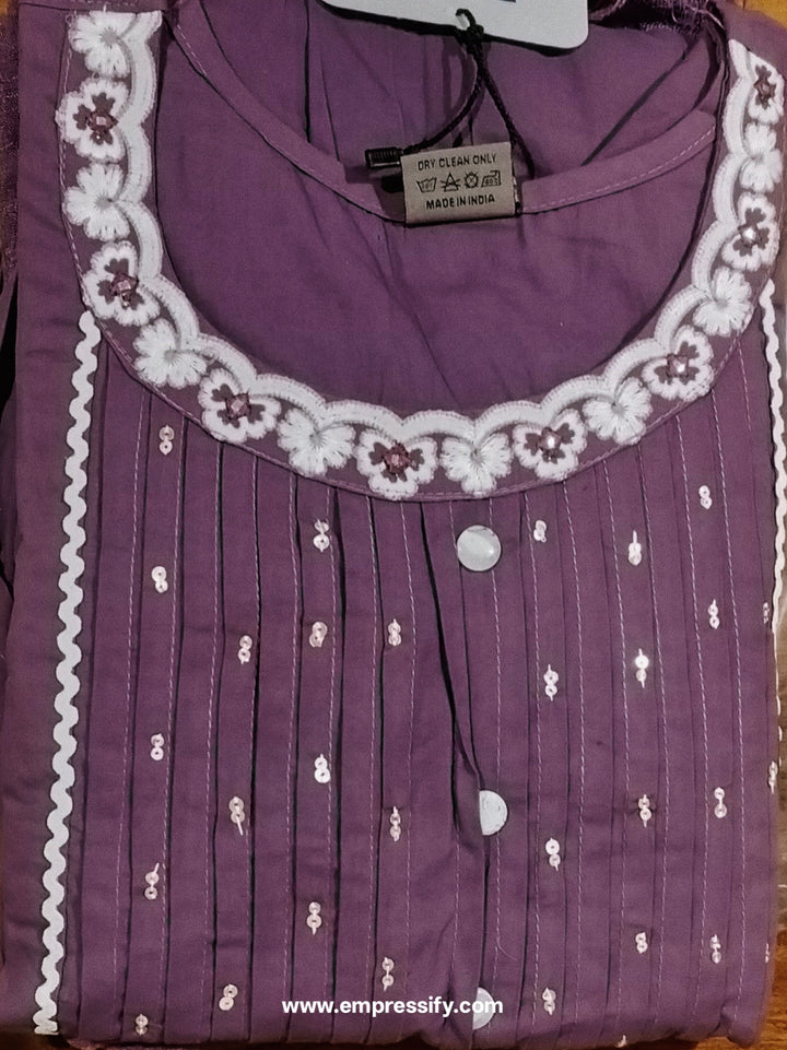 PURPLE PURE COTTON KURTA SET