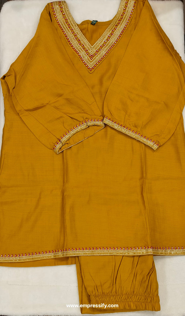 WOMEN'S FESTIVE MUSTARD COORDS SET