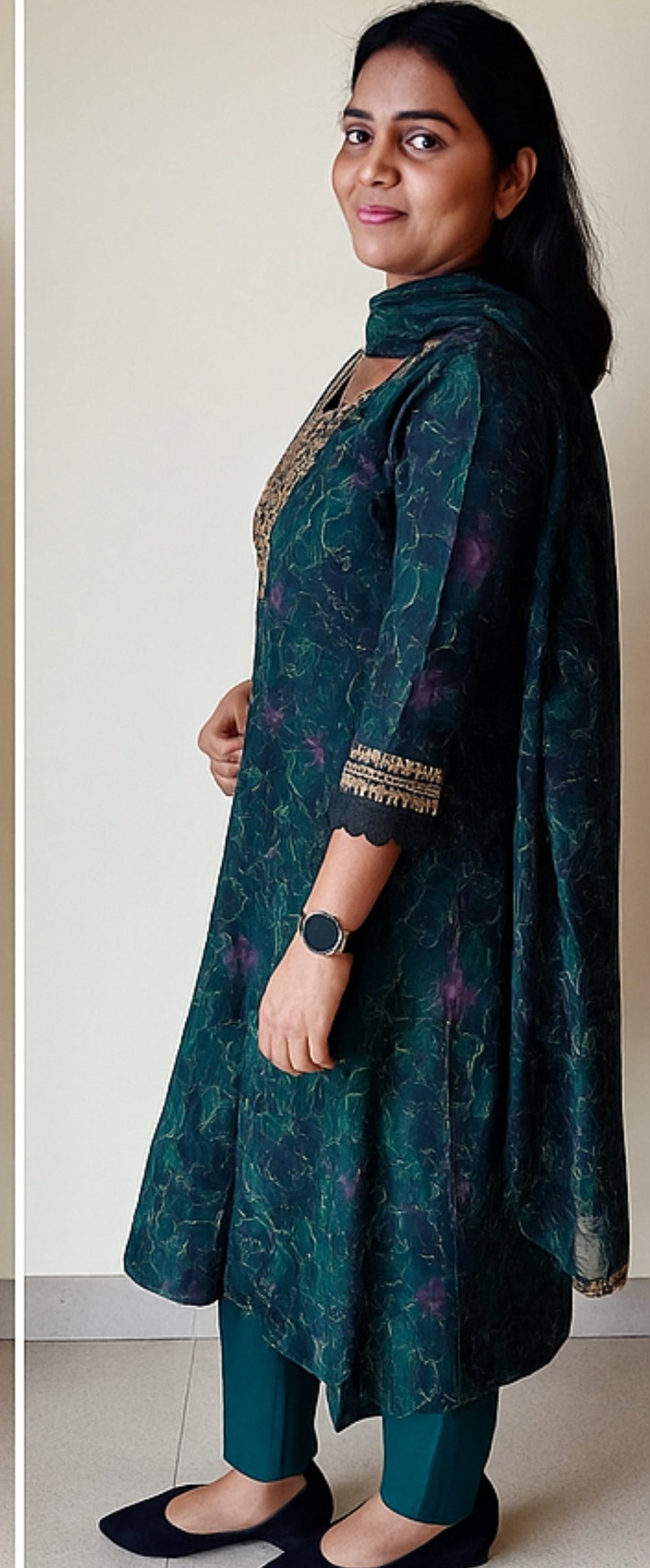 SILK PEACOCK ZARI YOKE NECK KURTI