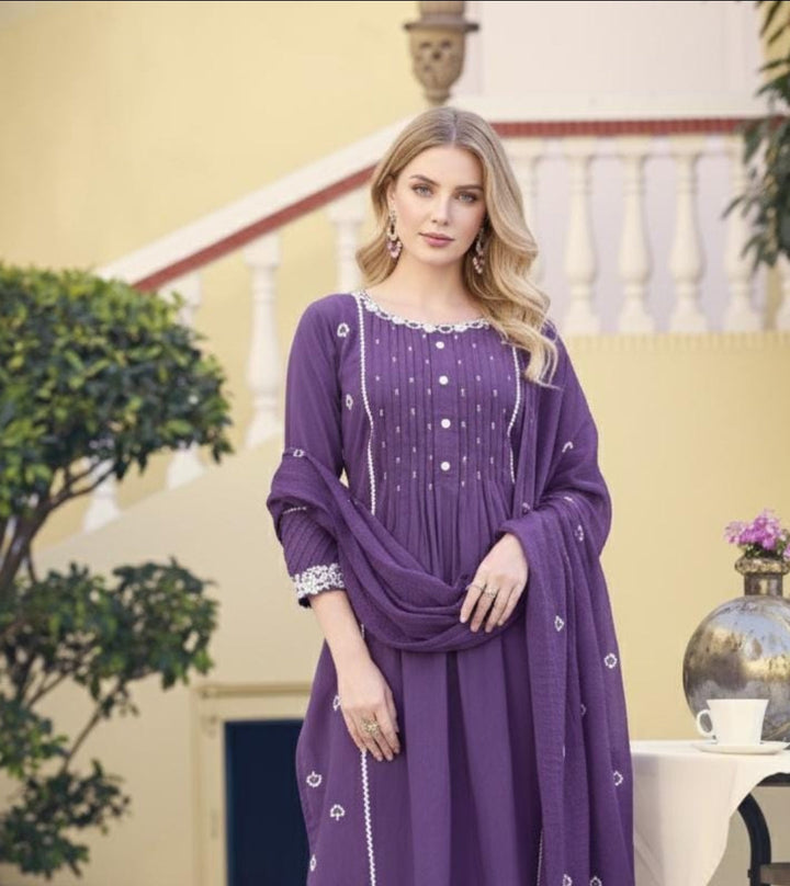 PURPLE PURE COTTON KURTA SET