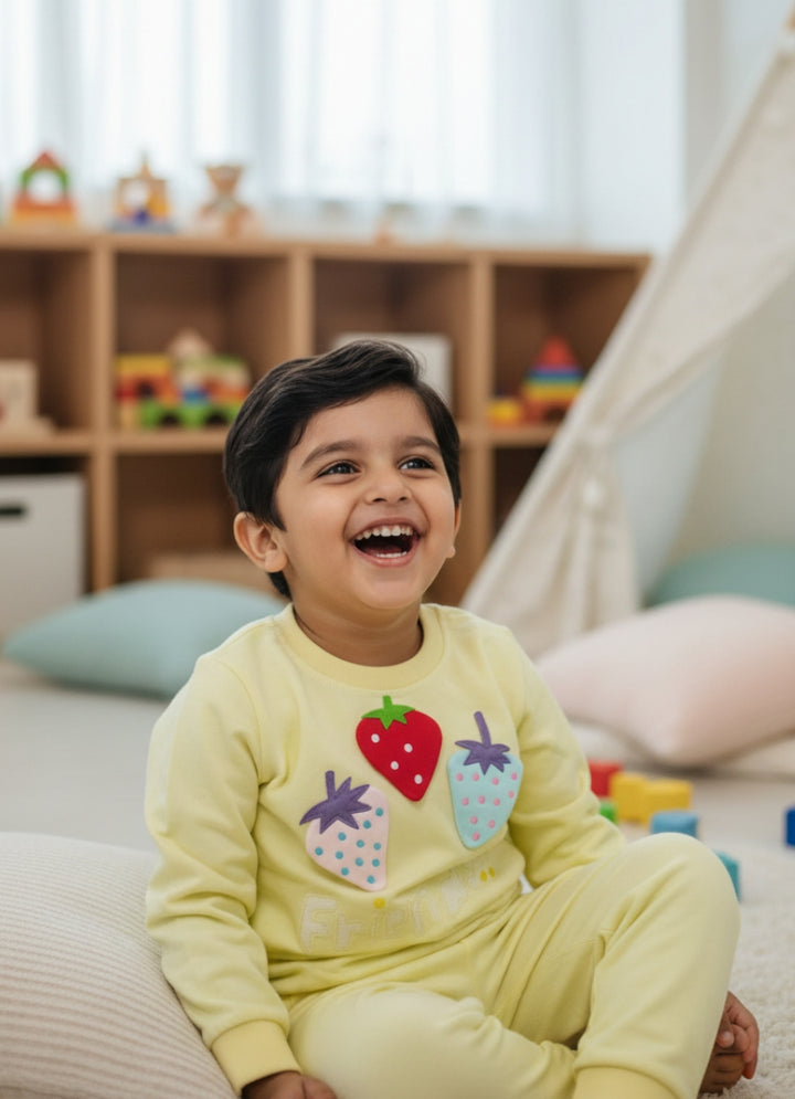 LEMON COTTON COORDS-KIDS-STRAWBERRY