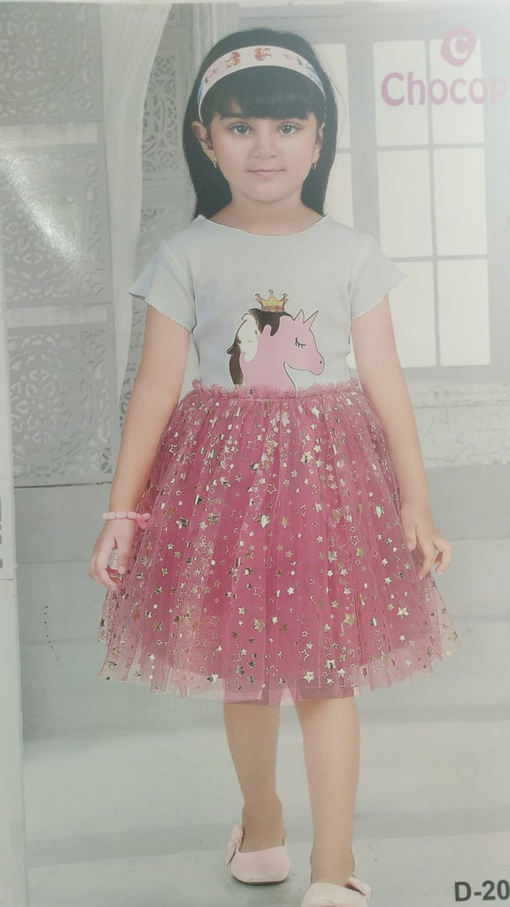 Offwhite and onion pink net dress