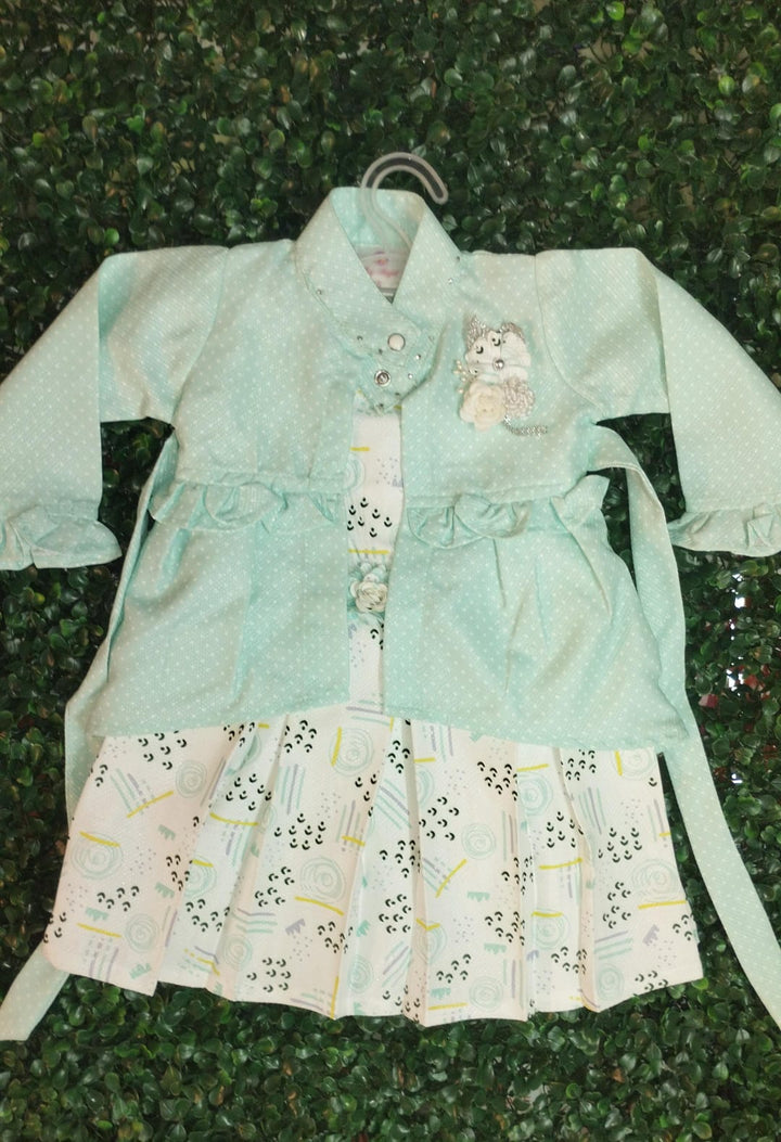 SEMI SILK PARTYWEAR FROCK WITH JACKET