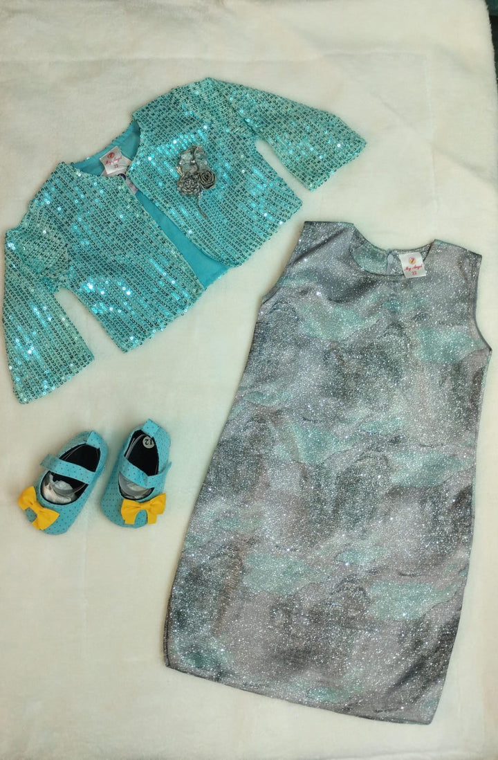 Sequin midi dress with shrug