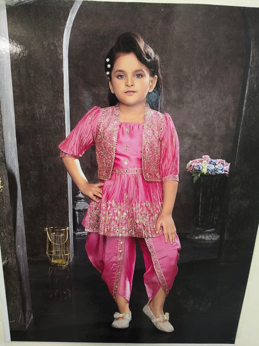 ETHNIC FESTIVE WEAR DHOTI KURTA SET PINK COORD STYLE