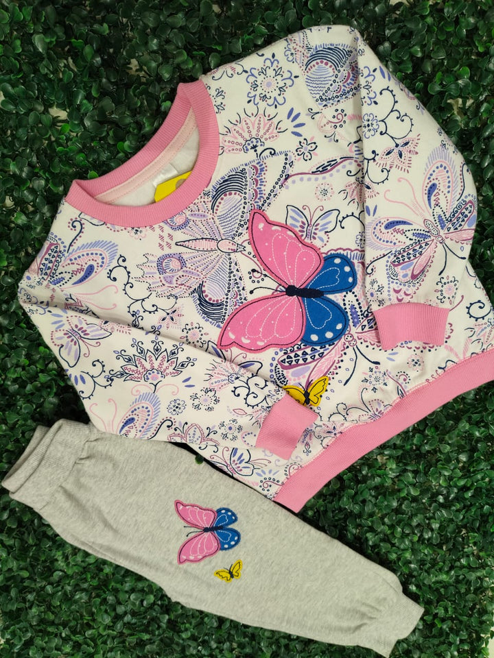FULL SLEEVES CASUAL WINTER BUTTERFLY PATCH IN PINK